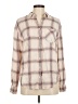 A New Day 100% Rayon Plaid Ivory Long Sleeve Button-Down Shirt Size M - photo 1
