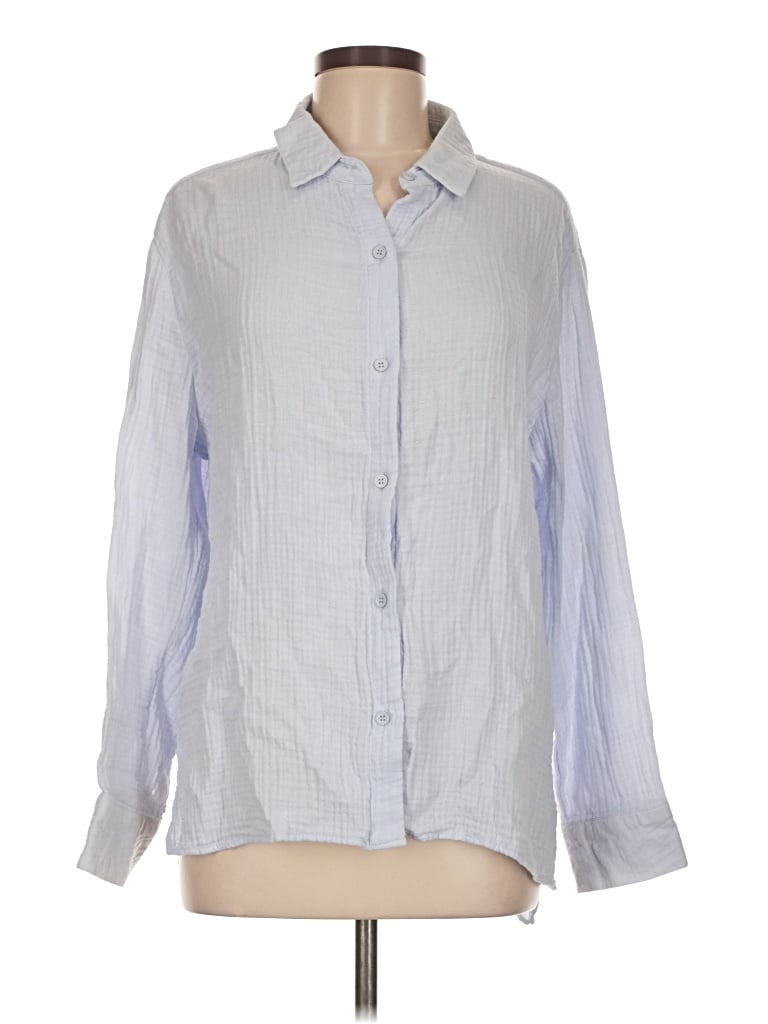 Pre-owned Audrey 3+1 Long Sleeve Button Down Shirt In Blue