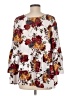 Unbranded Floral White 3/4 Sleeve Blouse Size L (estimated) - photo 2