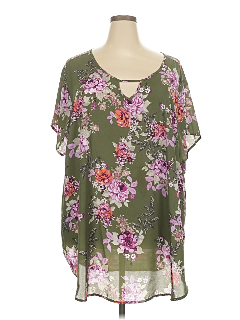 Pre-owned Torrid Short Sleeve Blouse In Green