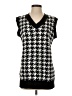 Shein 100% Acrylic Houndstooth Black Sweater Vest Size 4 - photo 1