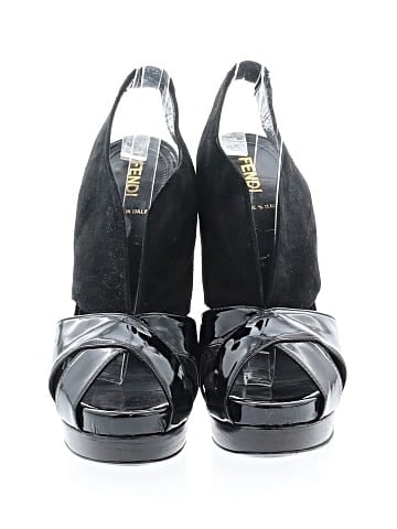 Fendi Patent Leather and Suede Criss Cross Platform Sandals (view 2)