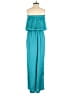 OVERLOVER 100% Polyester Solid Teal Jumpsuit Size S - photo 2