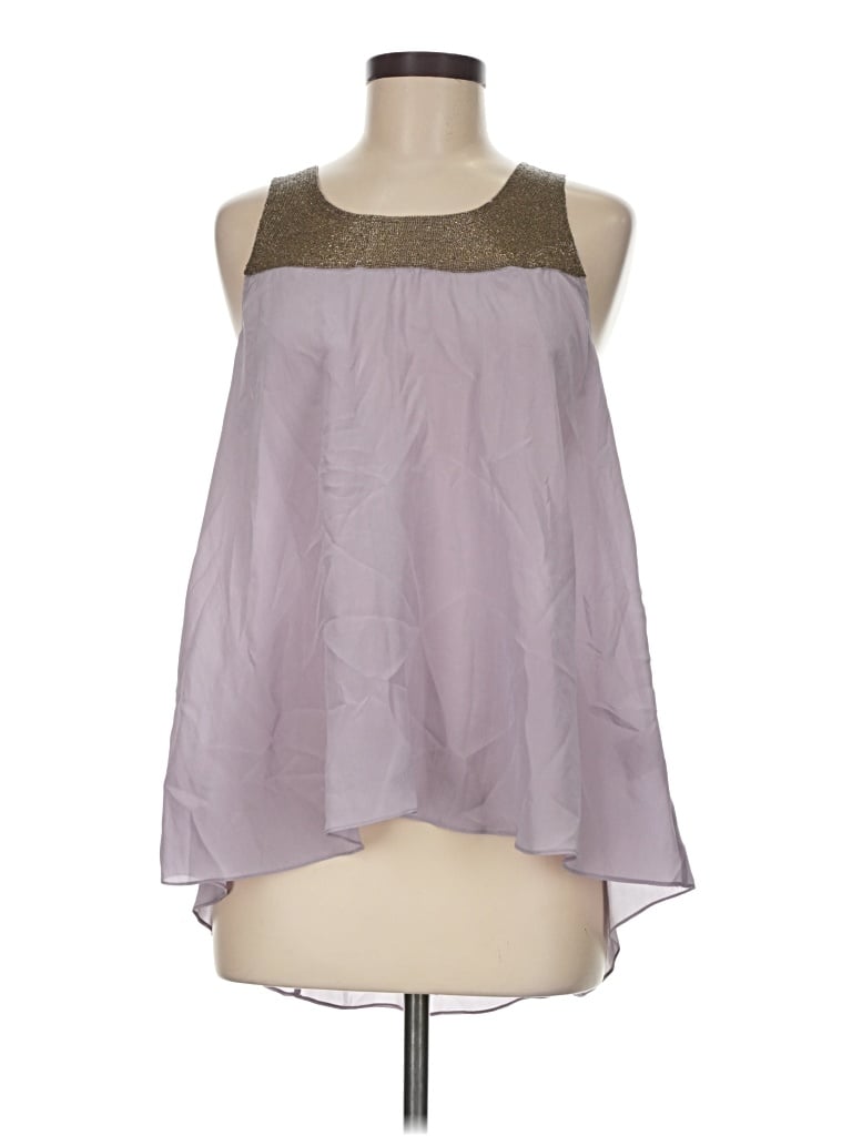 Pre-owned Tangerine Sleeveless Silk Top Purple Halter Neckline Tops