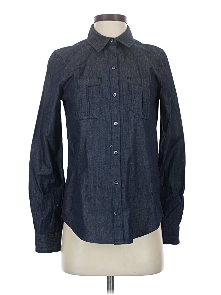 Express Outlet Long Sleeve Button Down Shirt In Blue
