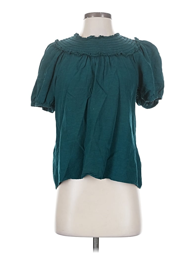 Pre-owned Current Air Short Sleeve Blouse In Blue