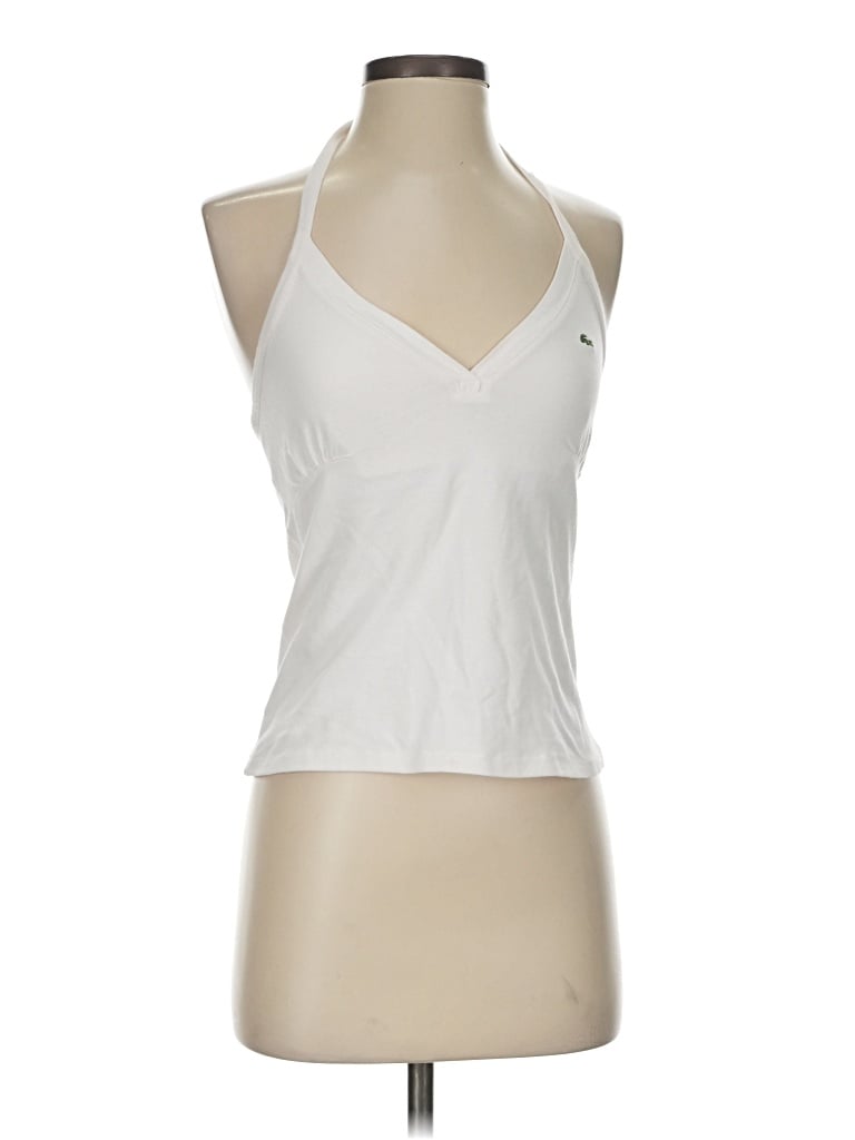 Pre-owned Lacoste Tank Top White Halter Neckline Tops