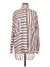 Tome 100% Silk Stripes Silver Long Sleeve Silk Top Size M - photo 1