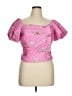 LoveShackFancy Pink Short Sleeve Blouse Size 14 - photo 1