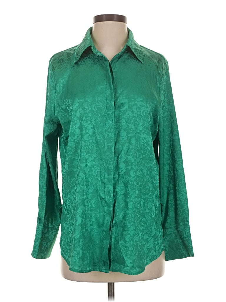 Pre-owned 12th Tribe Long Sleeve Blouse In Green