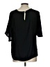 A New Day 100% Polyester Black Short Sleeve Blouse Size L - photo 2