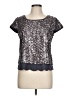 C. Luce 100% Polyester Metallic Silver Short Sleeve Top Size L - photo 1
