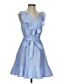 Shein 100% Polyester Checkered-gingham Blue Casual Dress Size 4 - photo 1