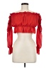 Boohoo 100% Polyester Red Long Sleeve Blouse Size 6 - photo 1