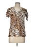 Goddess 100% Polyester Animal Print Brown Short Sleeve Blouse Size L - photo 1