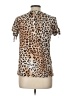 Goddess 100% Polyester Animal Print Brown Short Sleeve Blouse Size L - photo 2