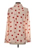 Ann Taylor LOFT 100% Polyester Polka Dots Tan Long Sleeve Blouse Size S - photo 2