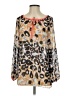 Matthew Williamson for Impulse 100% Polyester Animal Print Brown Long Sleeve Blouse Size S - photo 1