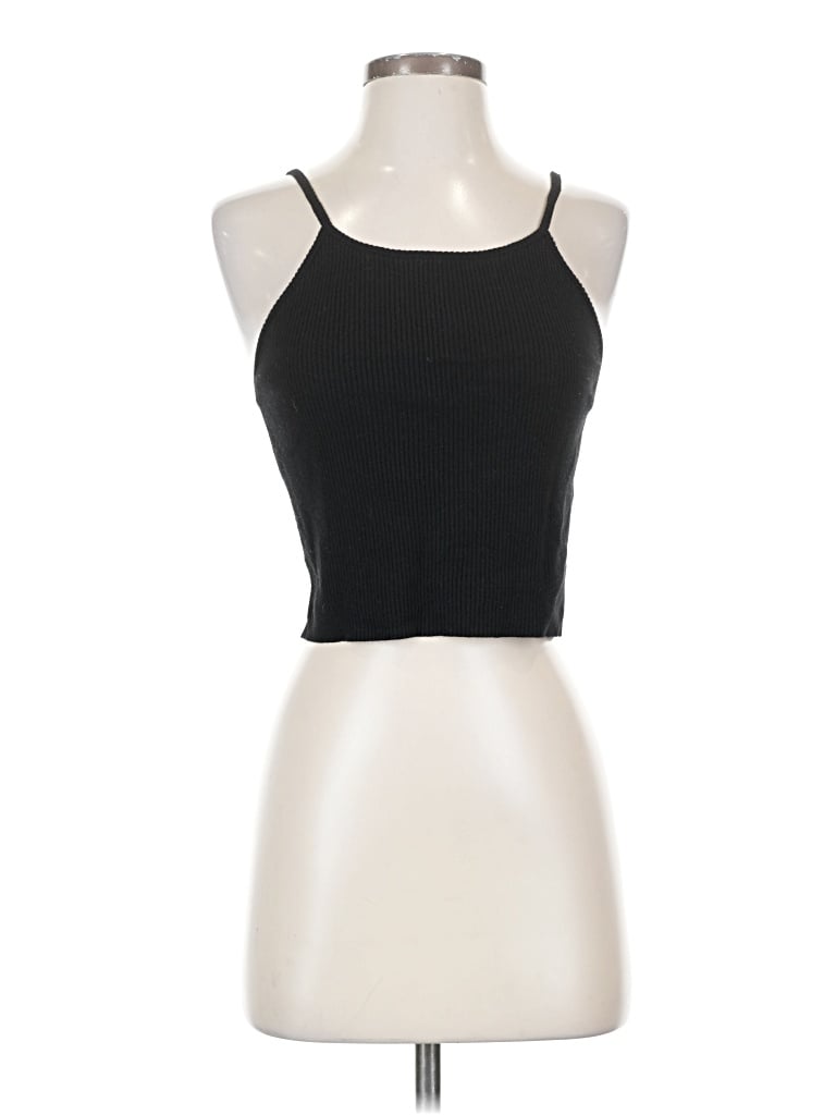Pre-owned Basics Tank Top Black Halter Neckline Tops