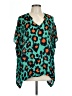 CAbi 100% Polyester Teal Short Sleeve Blouse Size L - photo 1