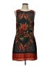 Lavender Brown 100% Polyester Print Black Casual Dress Size L - photo 1