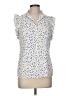Anne Klein Polka Dots Ivory Sleeveless Button-Down Shirt Size 6 - photo 1