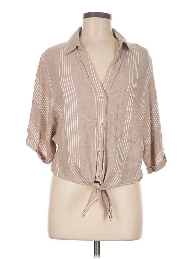 Pre-owned Adyson Parker Short Sleeve Blouse In Brown