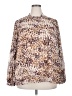Calvin Klein Animal Print Brown Long Sleeve Blouse Size 2X - photo 1