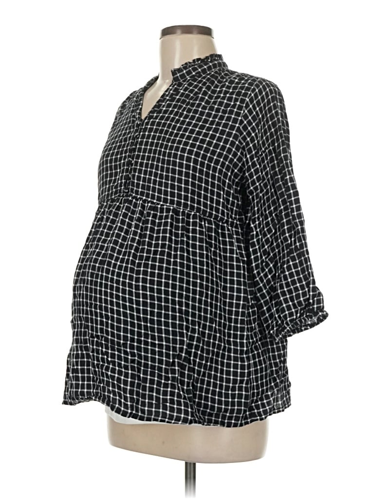 Pre-owned Isabel Maternity 3/4 Sleeve Blouse In Black