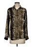 Zoe & Sam Animal Print Brown Long Sleeve Blouse Size XS - photo 1