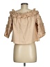Meadows 100% Cotton Tan 3/4 Sleeve Blouse Size 6 - photo 2