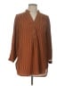 Fab'rik Stripes Brown Long Sleeve Blouse Size L - photo 1