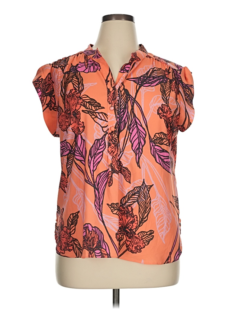 Pre-owned Hutch Short Sleeve Blouse In Orange