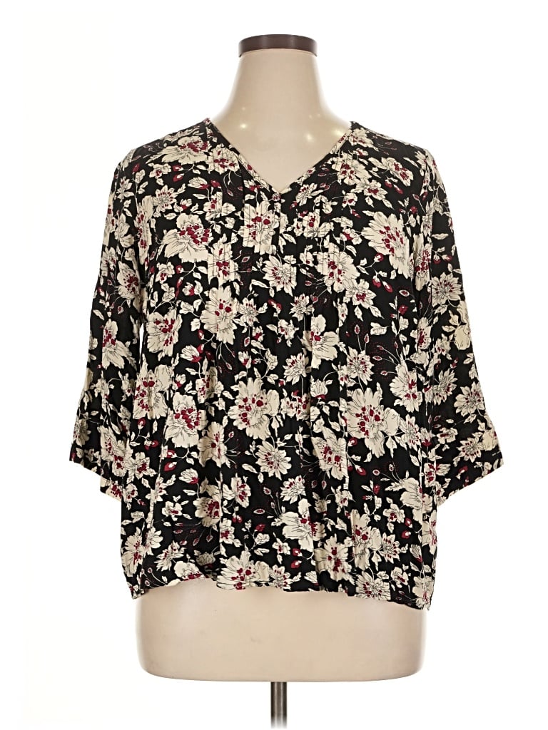 Pre-owned Fun2fun 3/4 Sleeve Blouse In Black