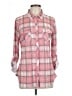 White Mark 100% Polyester Plaid Pink Long Sleeve Blouse Size L - photo 1