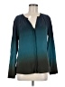 Ecru Color Block Teal Long Sleeve Blouse Size M - photo 1