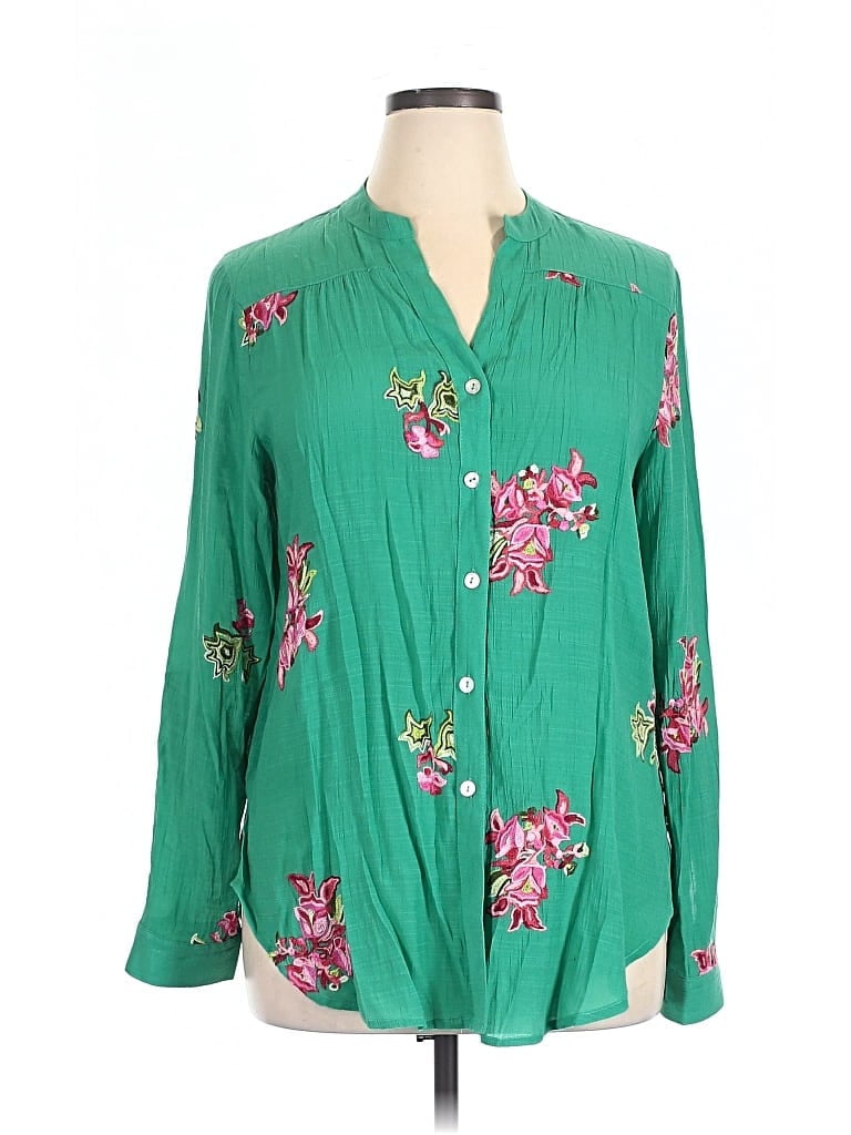 Pre-owned Figueroa & Flower 3/4 Sleeve Blouse In Green