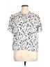 Nine West 100% Polyester Animal Print White Short Sleeve Blouse Size XL (petite) - photo 1