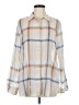 Theory 100% Cotton Plaid Tan Long Sleeve Button-Down Shirt Size M - photo 1
