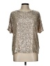 MELLODAY 100% Polyester Metallic Silver Short Sleeve Blouse Size L - photo 1