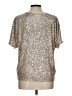 MELLODAY 100% Polyester Metallic Silver Short Sleeve Blouse Size L - photo 2