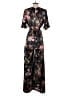 H&M 100% Polyester Floral Black White Jumpsuit Size 8 - photo 2