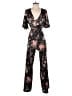 H&M 100% Polyester Floral Black White Jumpsuit Size 8 - photo 1