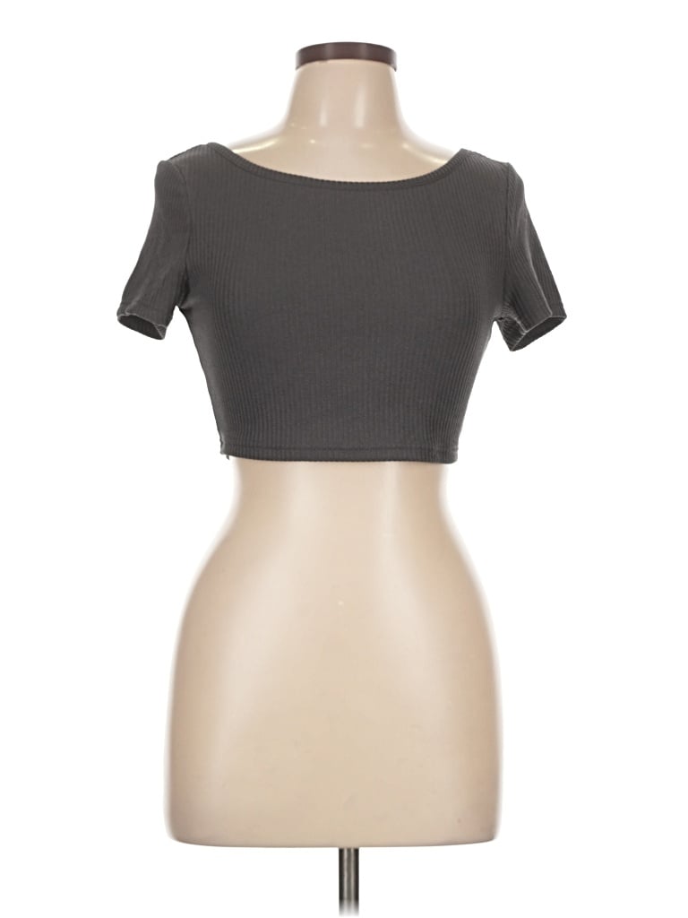 Cider Short Sleeve Top Gray Sweetheart Neckline Tops