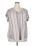 Three Floor Stripes Silver Short Sleeve Blouse Size 3X - photo 1