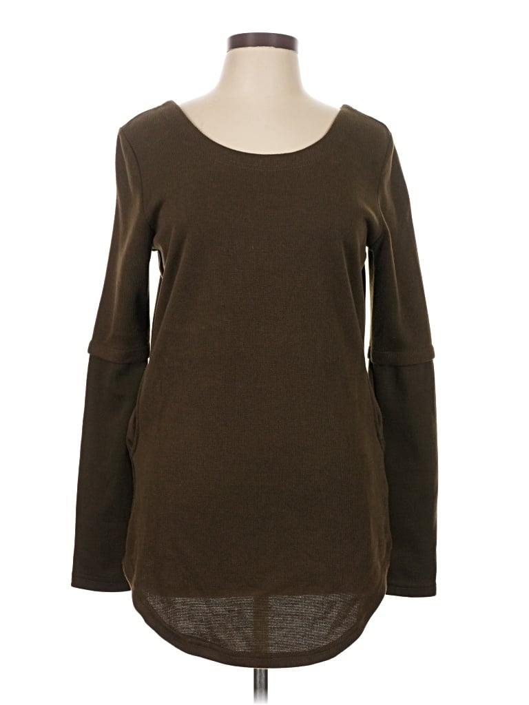Assorted Brands Long Sleeve Top Brown Scoop Neck Tops