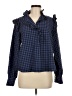 MNG Checkered-gingham Blue Long Sleeve Blouse Size 8 - photo 1