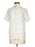 Assorted Brands Solid Ivory Short Sleeve Button-Down Shirt Size S - photo 1