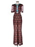 Saloni 100% Silk Graphic Red Jumpsuit Size 0 - photo 1
