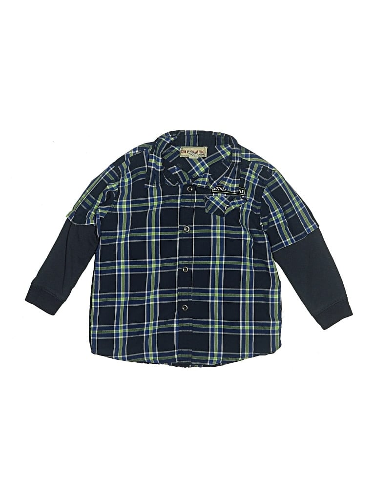 Pre-owned Kids Headquarters Kids' Long Sleeve Button Down Shirt In Blue